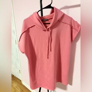 Large Heimish Modal Hoodie Mini Dress in Pink Coral
